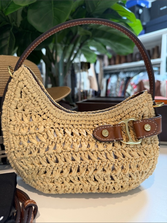 Lauren Ralph Lauren Handbags - Lauren Ralph Lauren mini woven Straw Bag with Brown Leather Trim